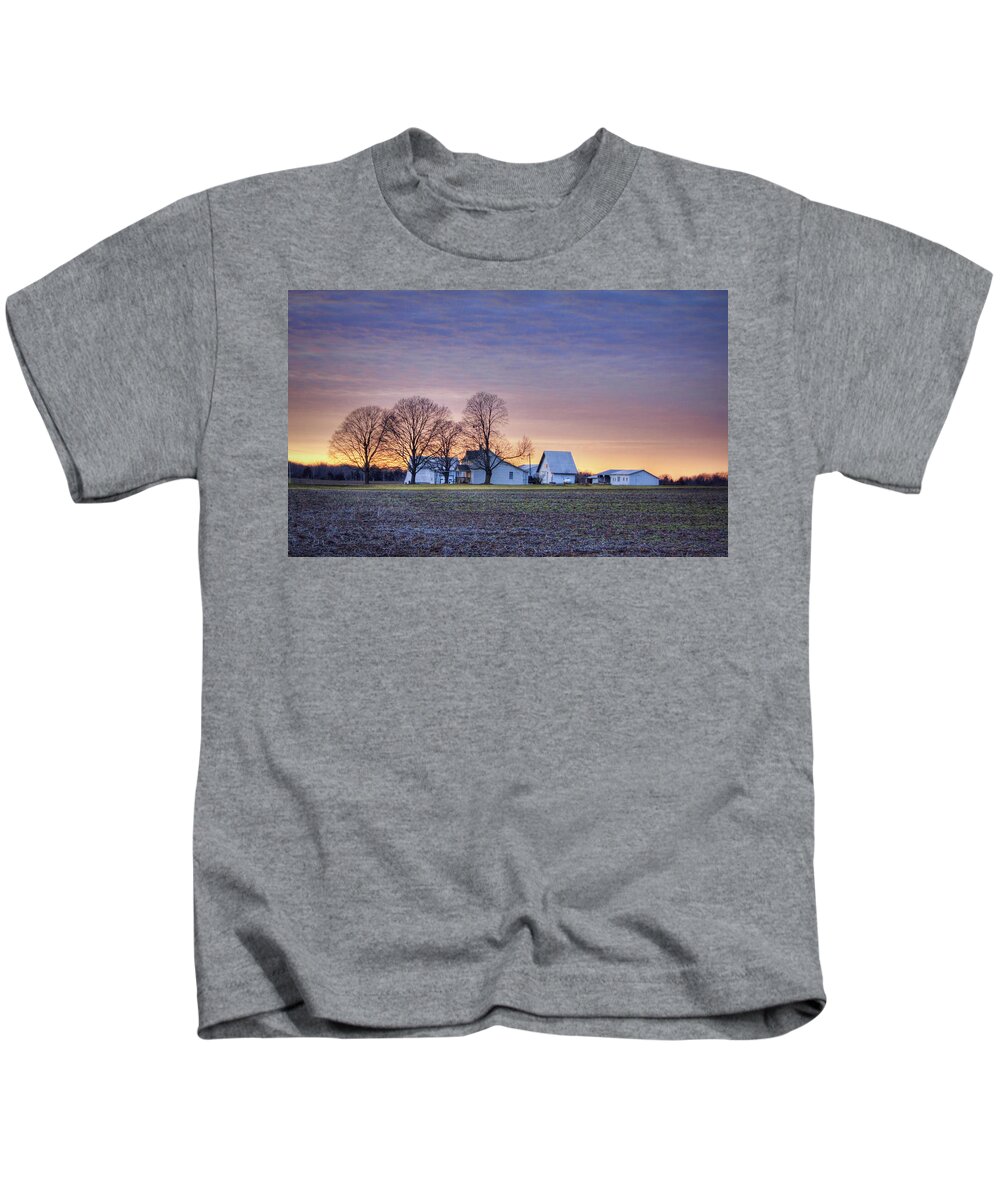 Farm Kids T-Shirt featuring the photograph Farmstead at Sunset by Cricket Hackmann