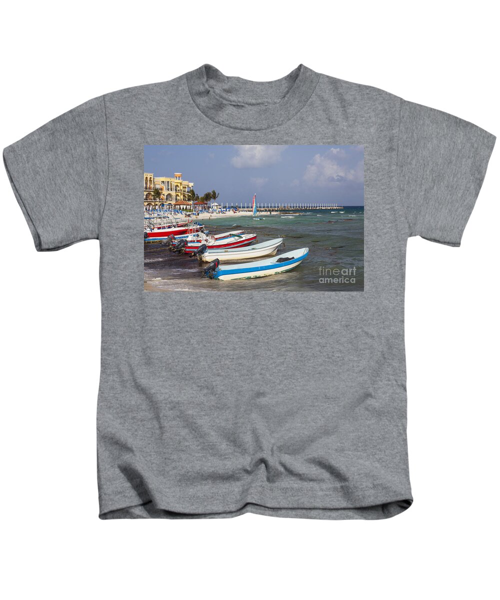 Mexico Kids T-Shirt featuring the photograph Fishing Boats by Bryan Mullennix