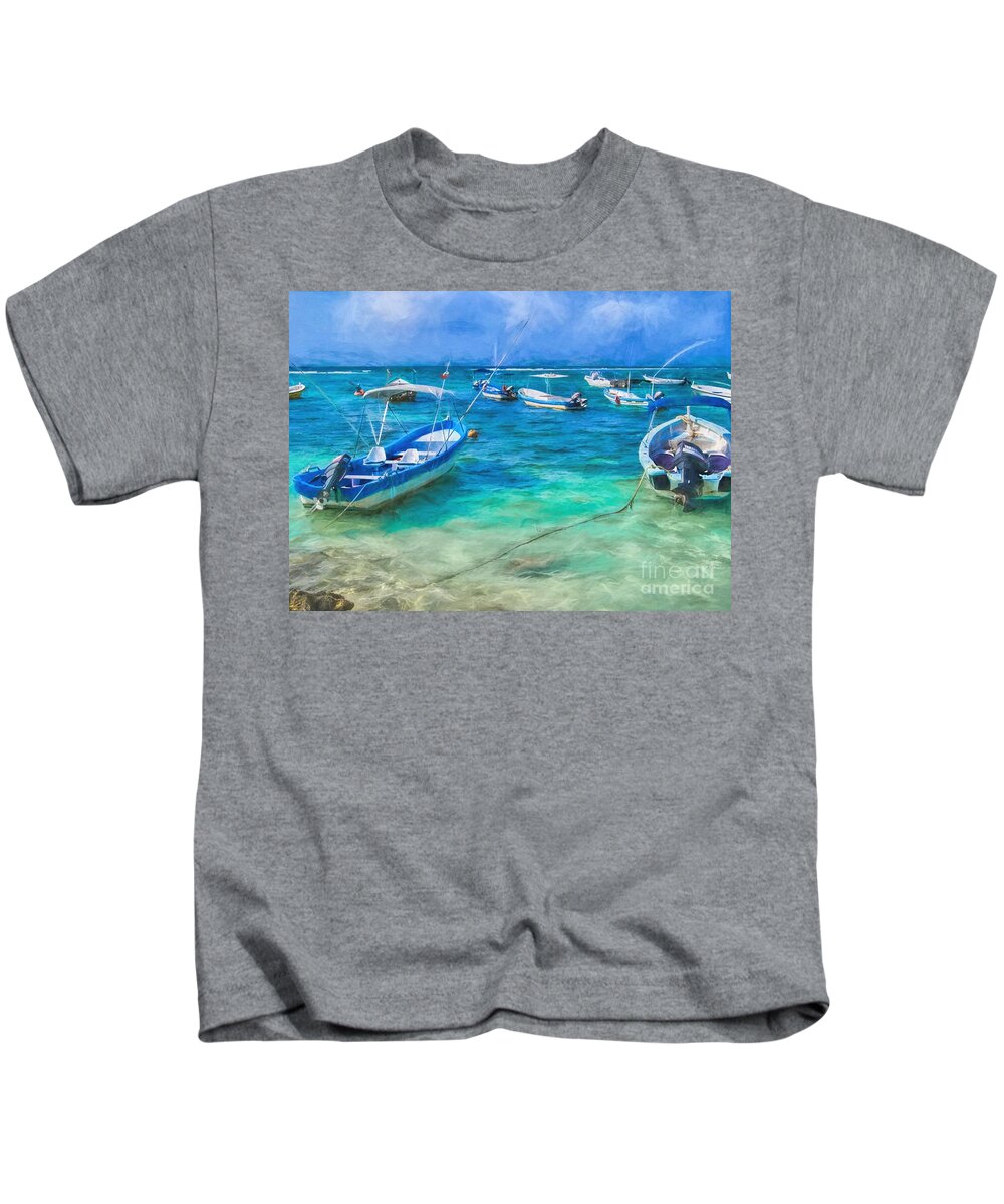 Boats Kids T-Shirt featuring the photograph Fishing Boats by Peggy Hughes