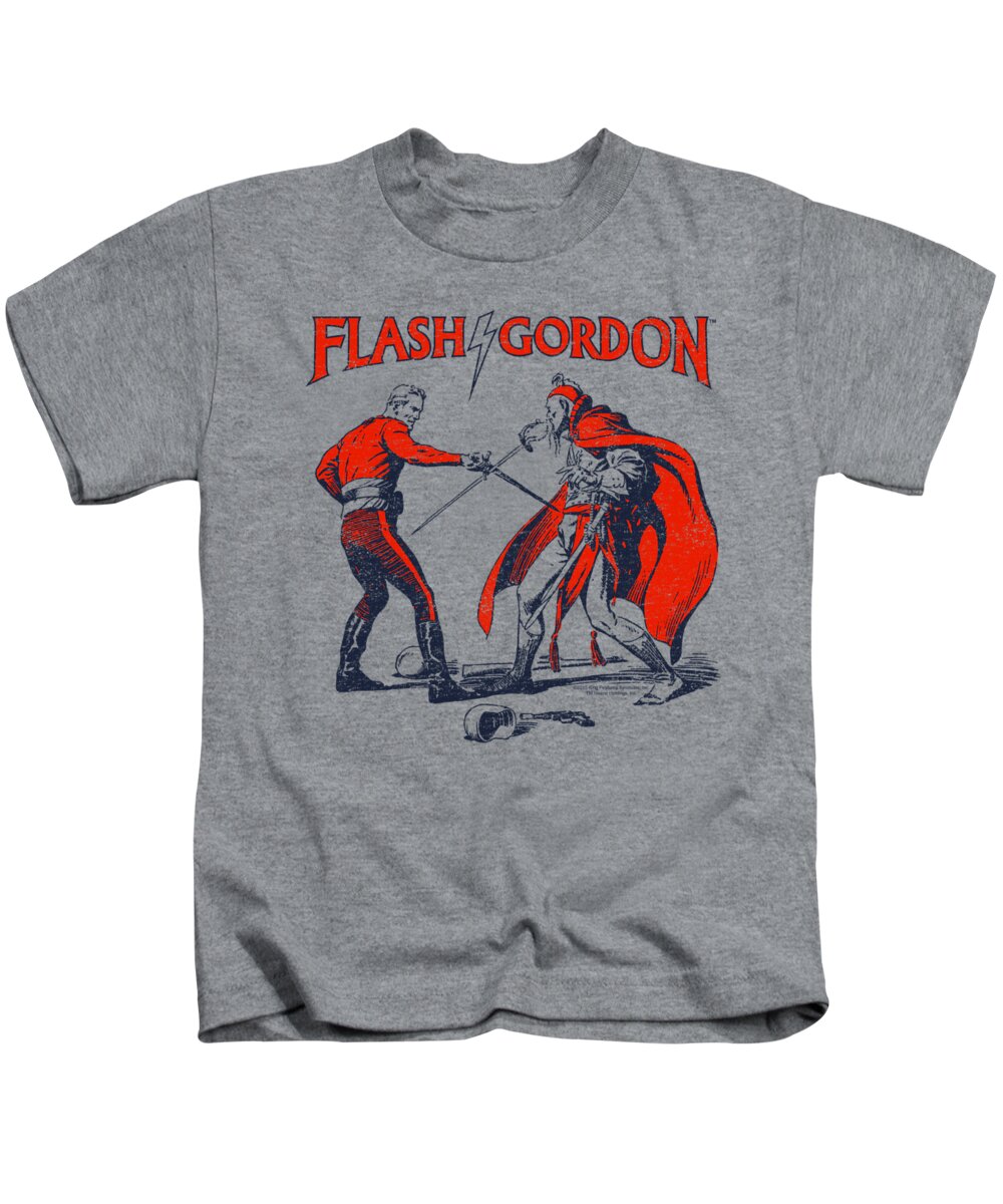  Kids T-Shirt featuring the digital art Flash Gordon - Duel by Brand A