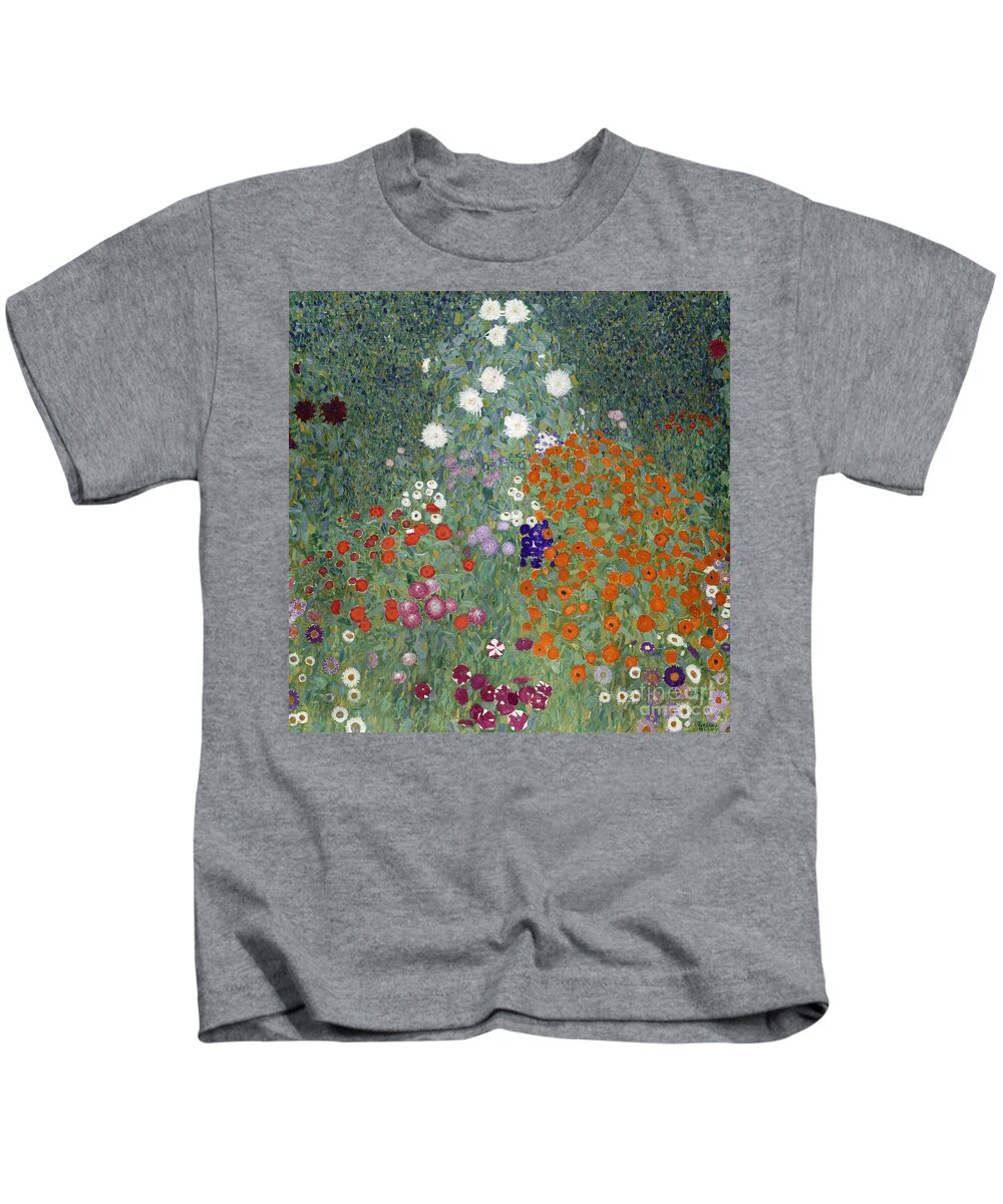 Klimt Kids T-Shirt featuring the painting Flower Garden by Gustav Klimt