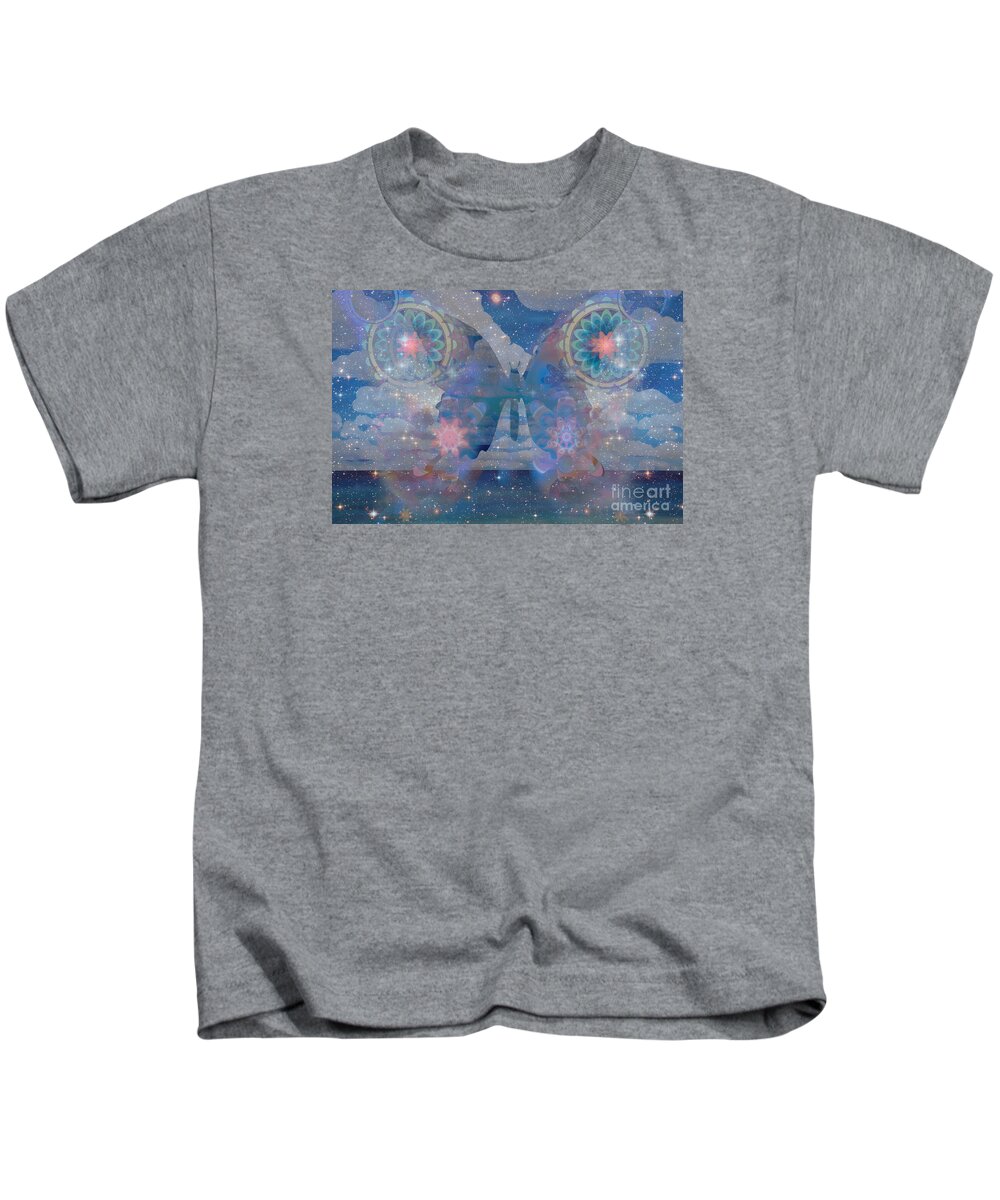 Butterfly Kids T-Shirt featuring the painting Flutterby Meditation by Shelley Myers