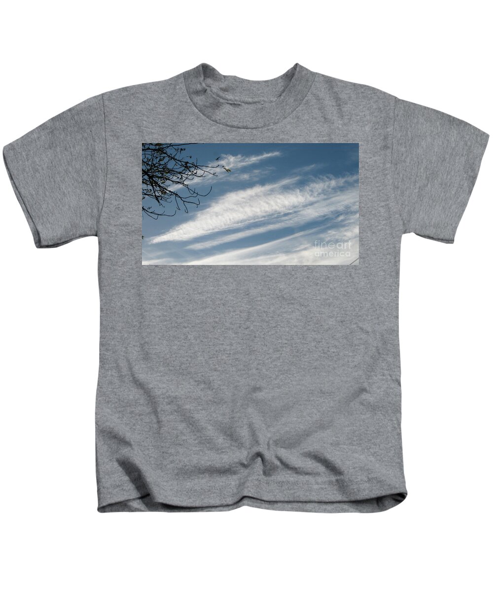 Clouds Kids T-Shirt featuring the photograph Flying heart by Heidi Sieber