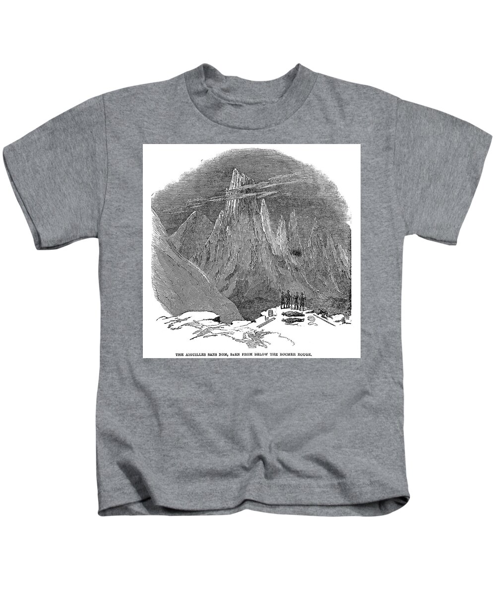 1851 Kids T-Shirt featuring the painting France Mont Blanc, 1851 by Granger