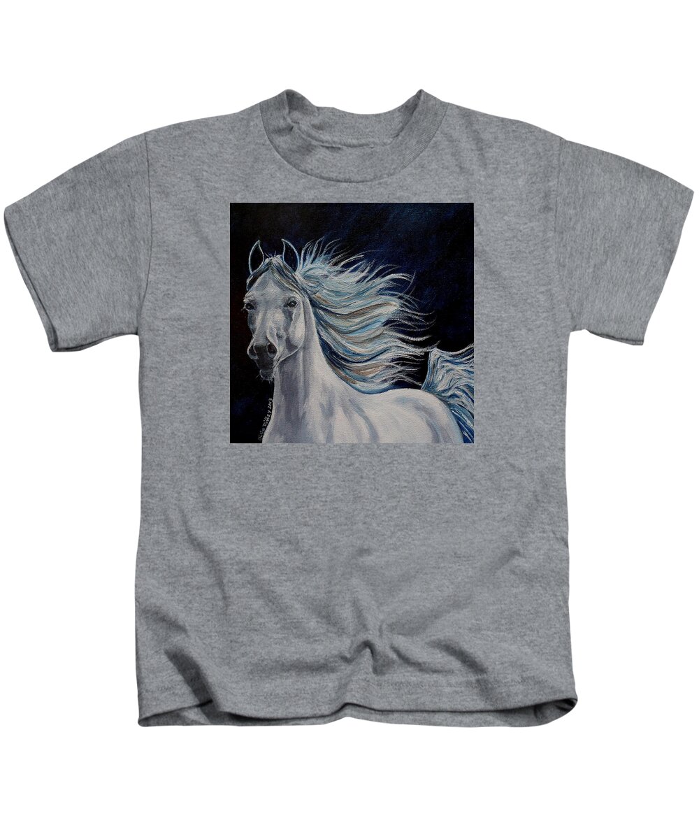 Horse Kids T-Shirt featuring the painting Free by Julie Brugh Riffey