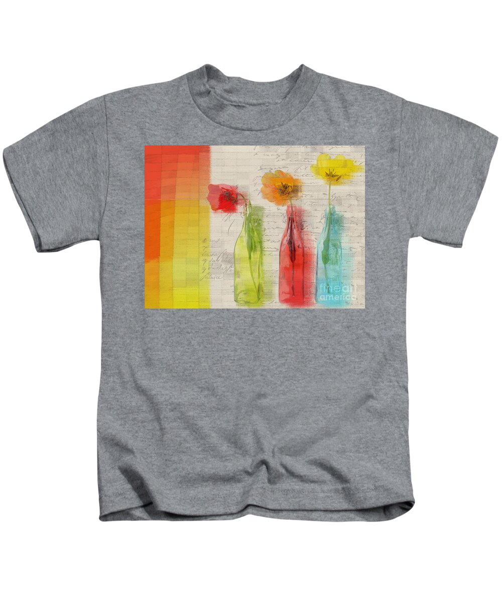 Bottles Kids T-Shirt featuring the digital art French Still Life - 02bt2-j039027088 by Variance Collections
