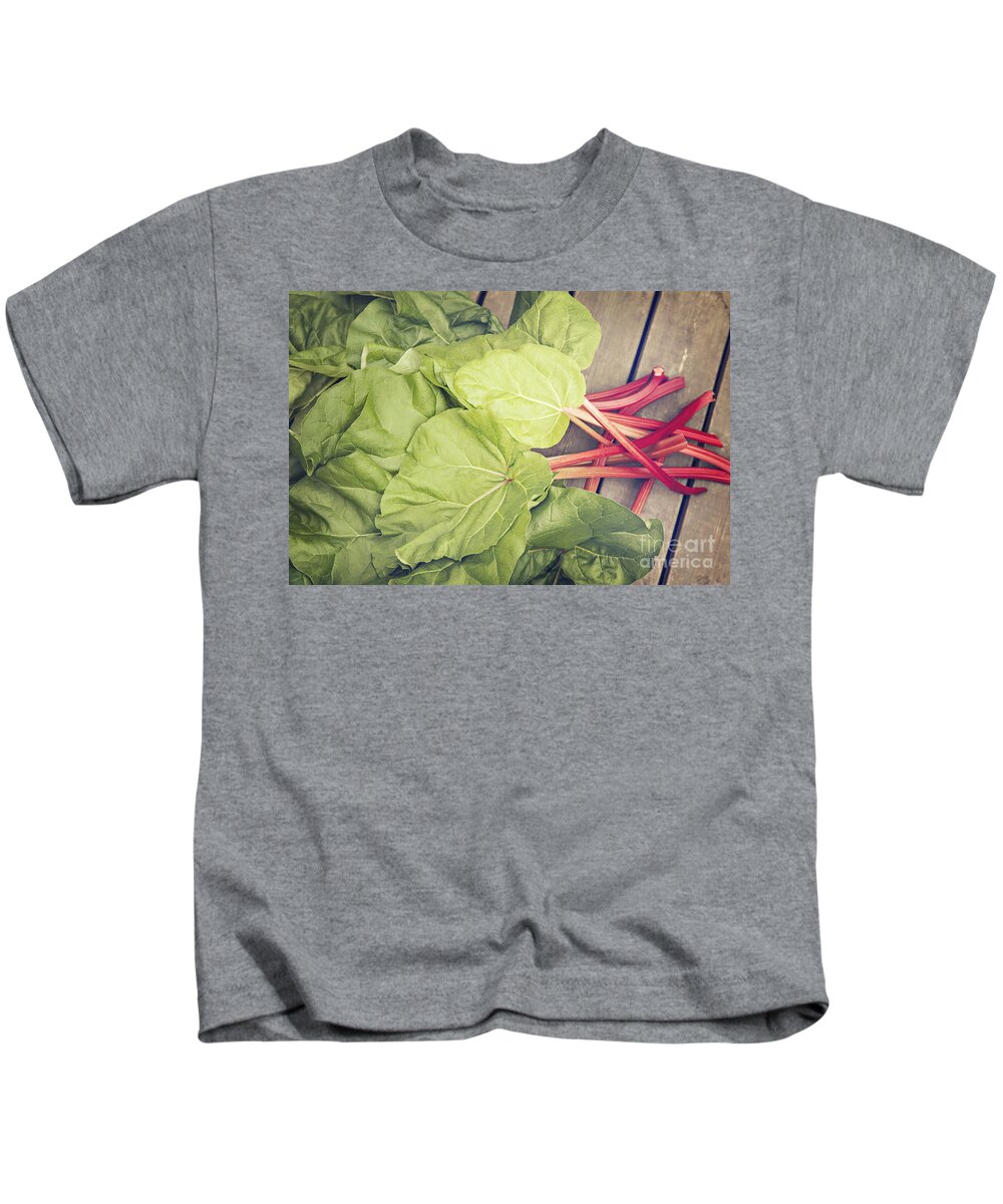 Rhubarb Kids T-Shirt featuring the photograph Freshly picked rhubarb by Sophie McAulay