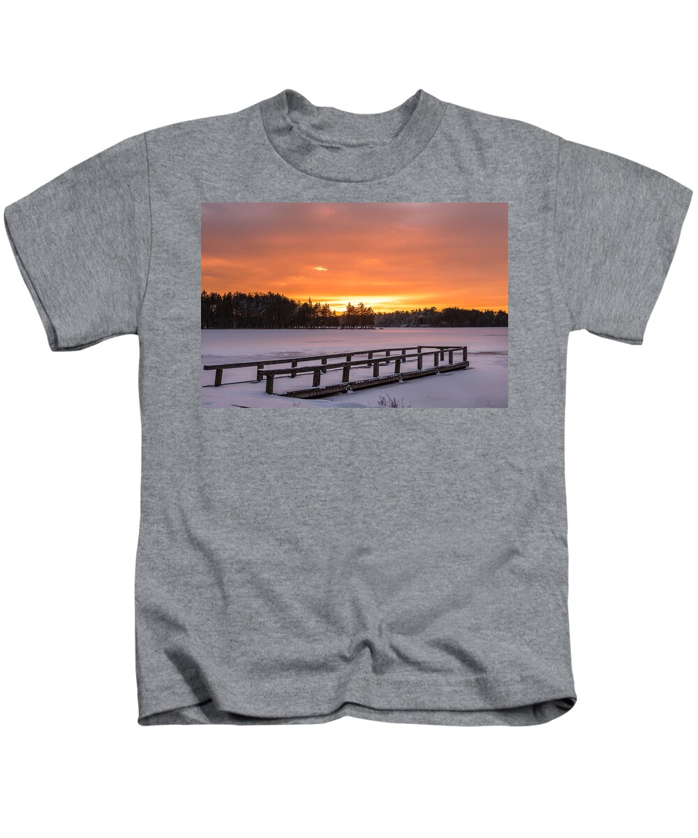 Frozen Lake Lakehurst New Jersey Kids T-Shirt featuring the photograph Frozen Lake Lakehurst New Jersey by Terry DeLuco