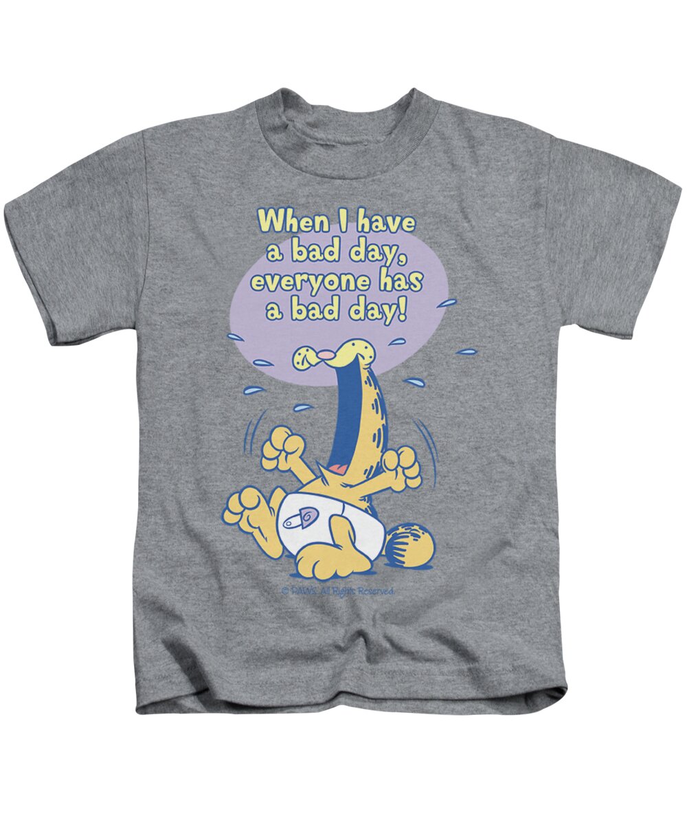 Garfield Kids T-Shirt featuring the digital art Garfield - Bad Day by Brand A