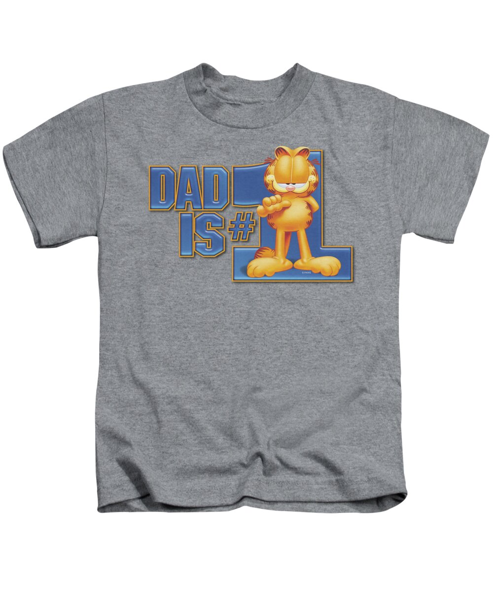Garfield Kids T-Shirt featuring the digital art Garfield - Dad Is Number One by Brand A