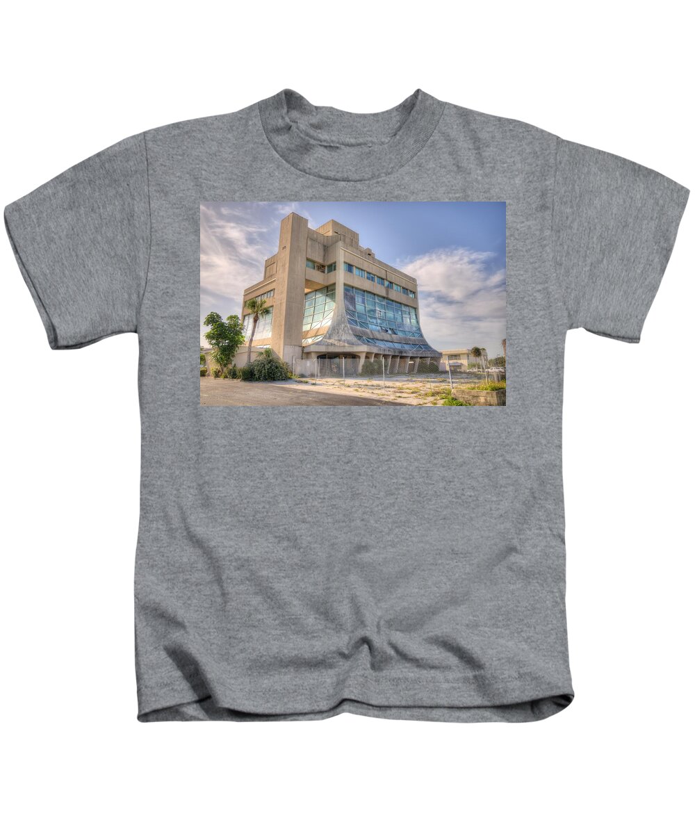 Bradford Martin Kids T-Shirt featuring the photograph Glass Bank in Cocoa Beach-Shattered by Bradford Martin
