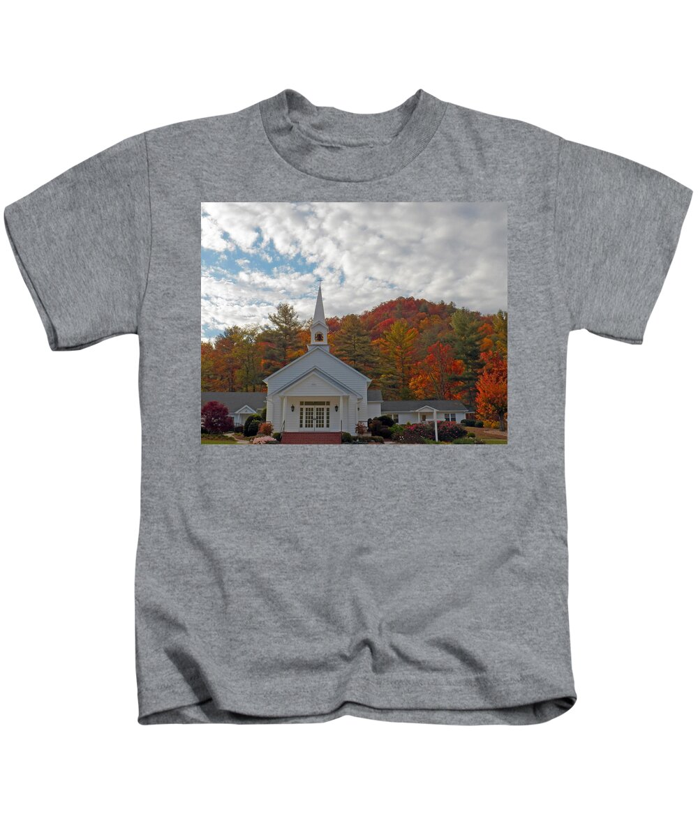 Country Church Kids T-Shirt featuring the photograph Glenville in Autumn by Jennifer Robin