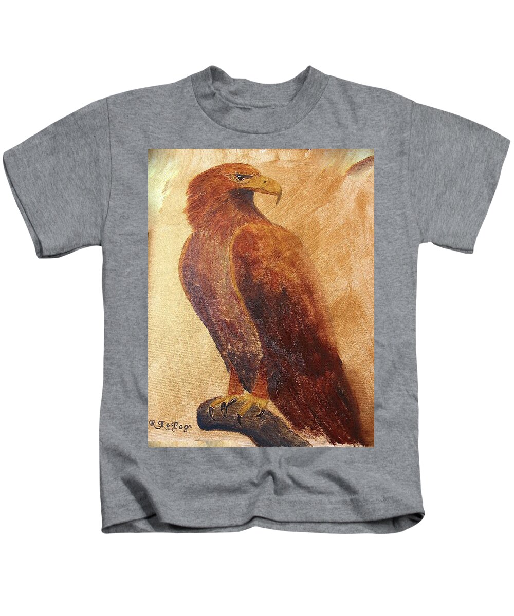 Golden Eagle Kids T-Shirt featuring the painting Golden Eagle by Richard Le Page