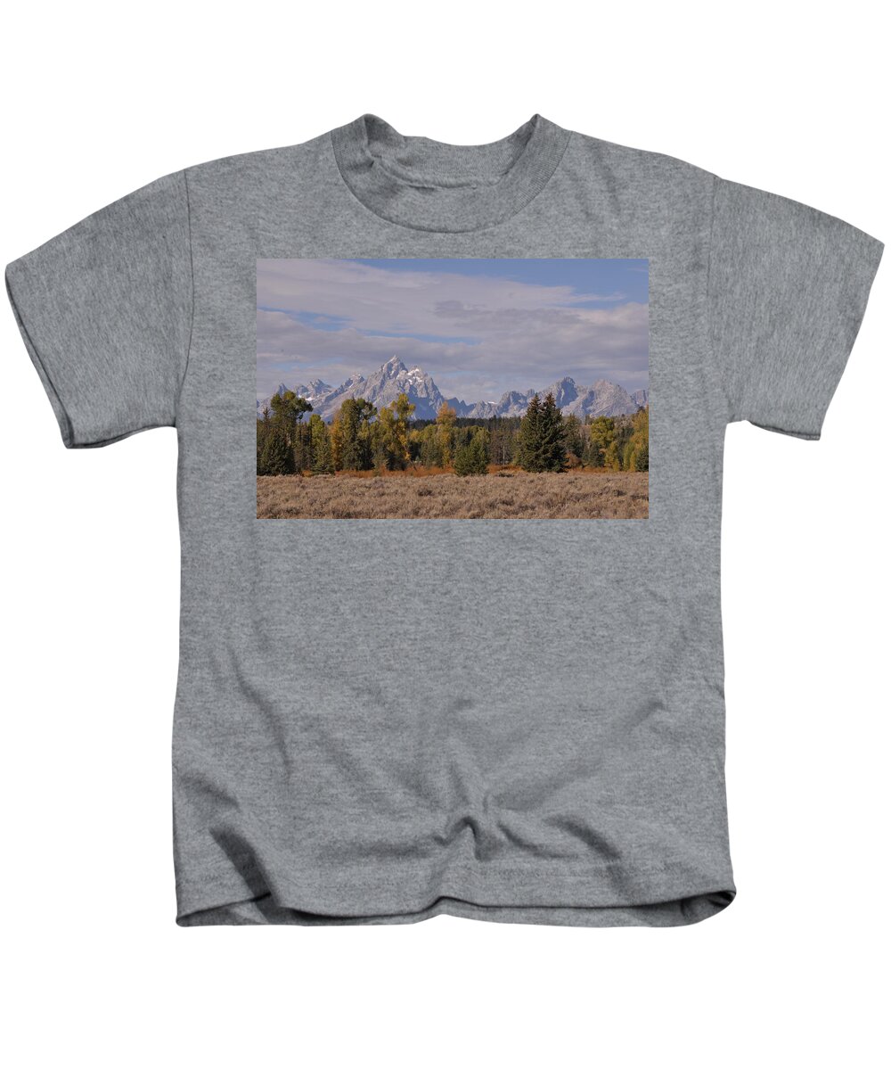 Mountains Kids T-Shirt featuring the photograph Grand Teton by Frank Madia