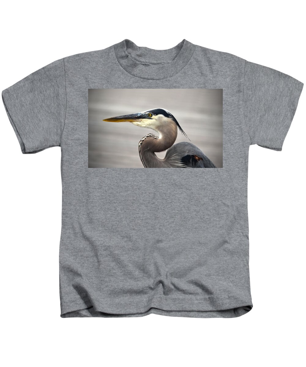 Great Blue Heron Kids T-Shirt featuring the photograph Great Blue Heron Portrait by Sandi OReilly
