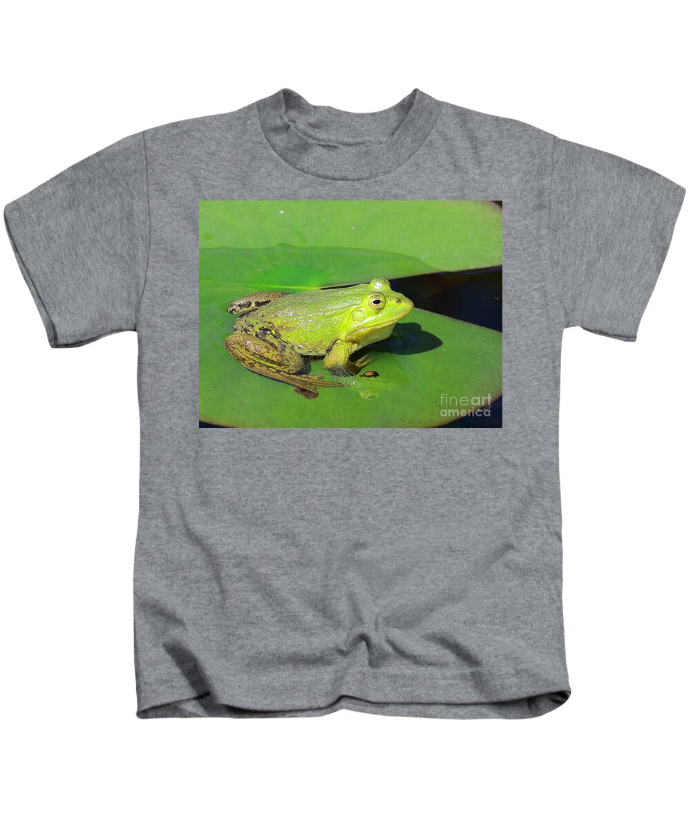 Frogs Kids T-Shirt featuring the photograph Green Frog by Amanda Mohler