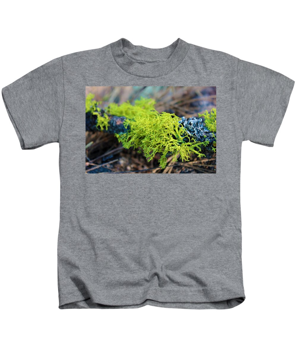 Green Kids T-Shirt featuring the photograph Green Lichen by Josh Bryant