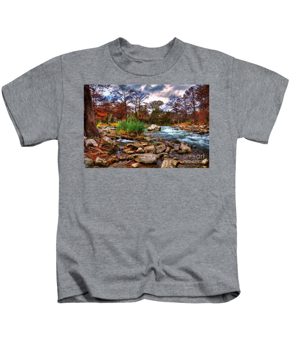 Guadalupe River Kids T-Shirt featuring the photograph Guadalupe in the Fall by Savannah Gibbs