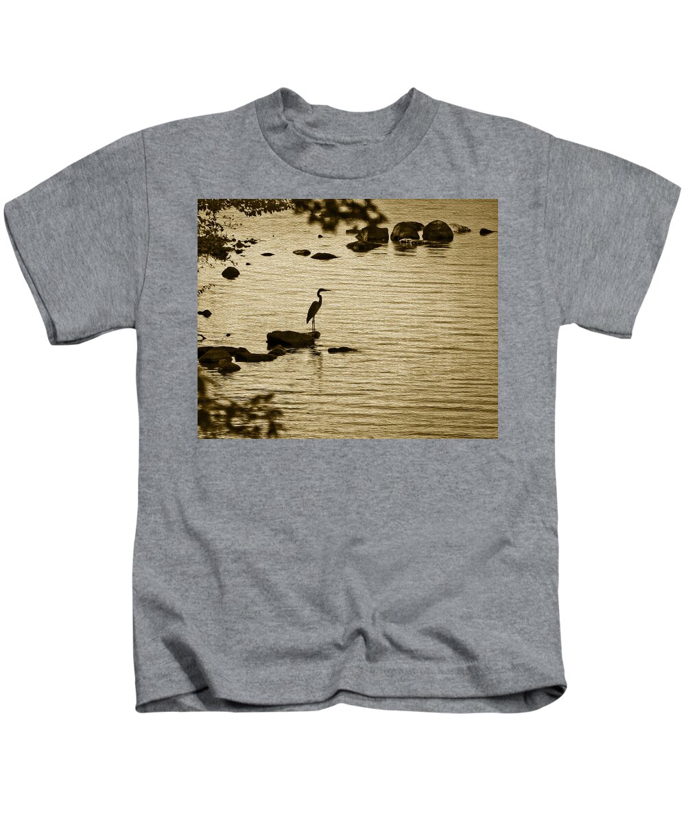 Heron Kids T-Shirt featuring the photograph Heron by Phil Cardamone