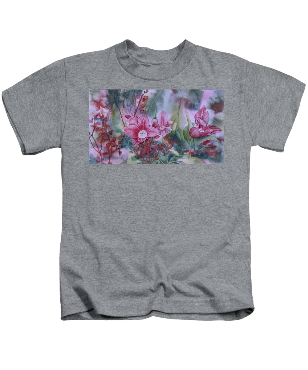 Red/pink Flowers Kids T-Shirt featuring the painting Holland Blooms by Heather Gallup
