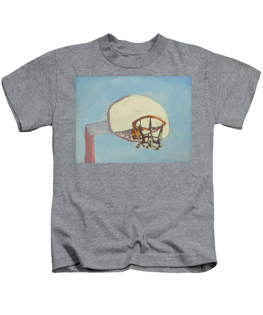 Basketball Kids T-Shirt featuring the painting Hoop Dreams - Art by Bill Tomsa by Bill Tomsa
