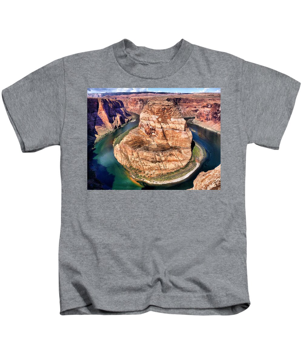 Horseshoe Bend Kids T-Shirt featuring the photograph Horseshoe Bend in Arizona by Mitchell R Grosky
