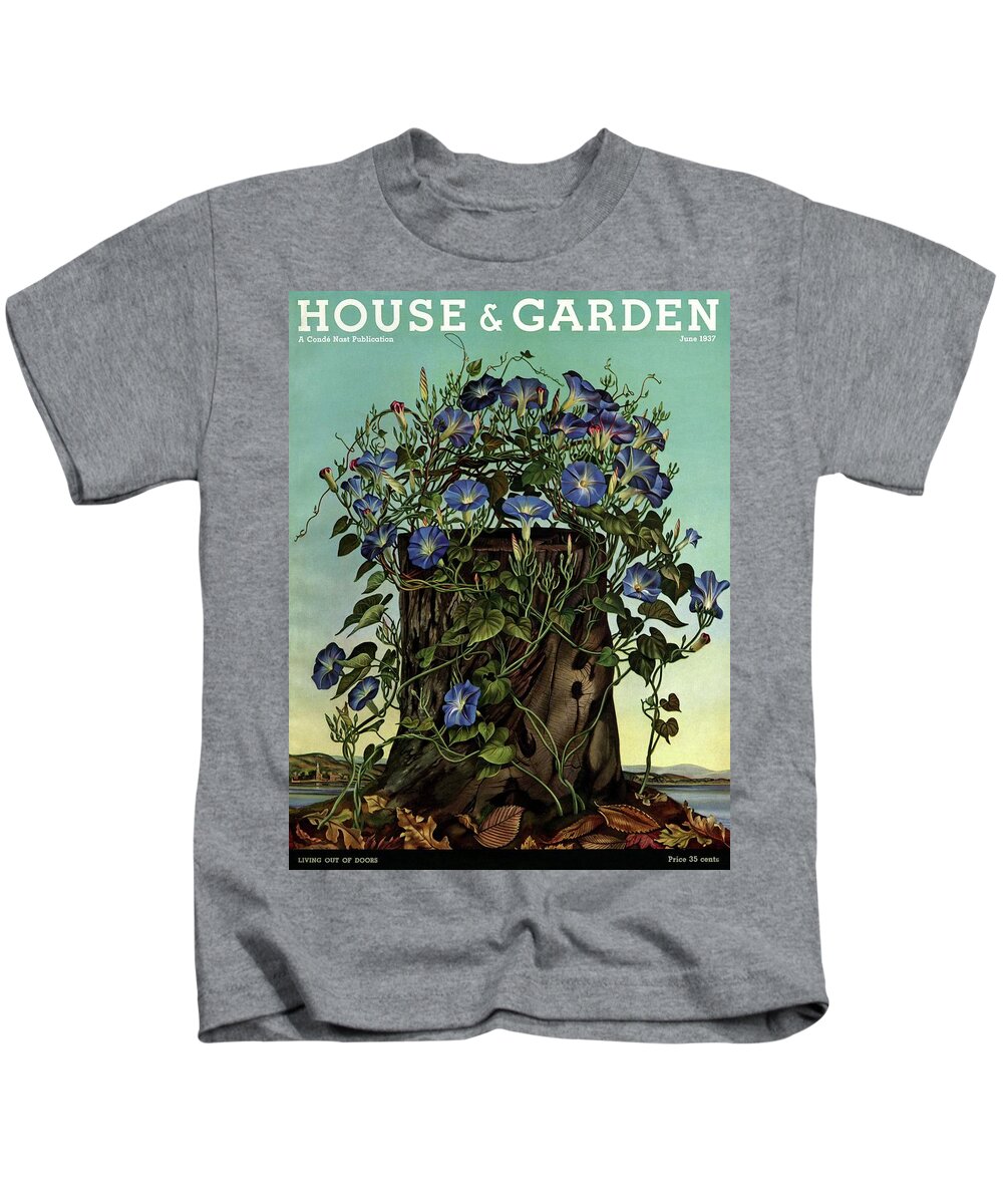 House And Garden Kids T-Shirt featuring the photograph House And Garden Cover Featuring Flowers Growing by Audrey Buller