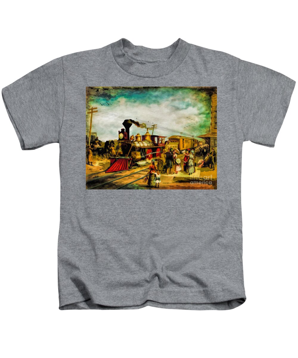 Railroad Kids T-Shirt featuring the digital art Illinois Central Railroad 1882 by Lianne Schneider