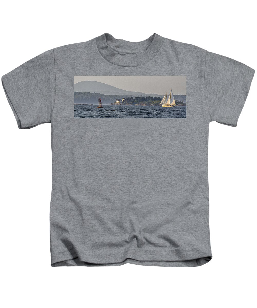 Indian Island Light Kids T-Shirt featuring the photograph Indian Island Lighthouse - Rockport - Maine by Marty Saccone