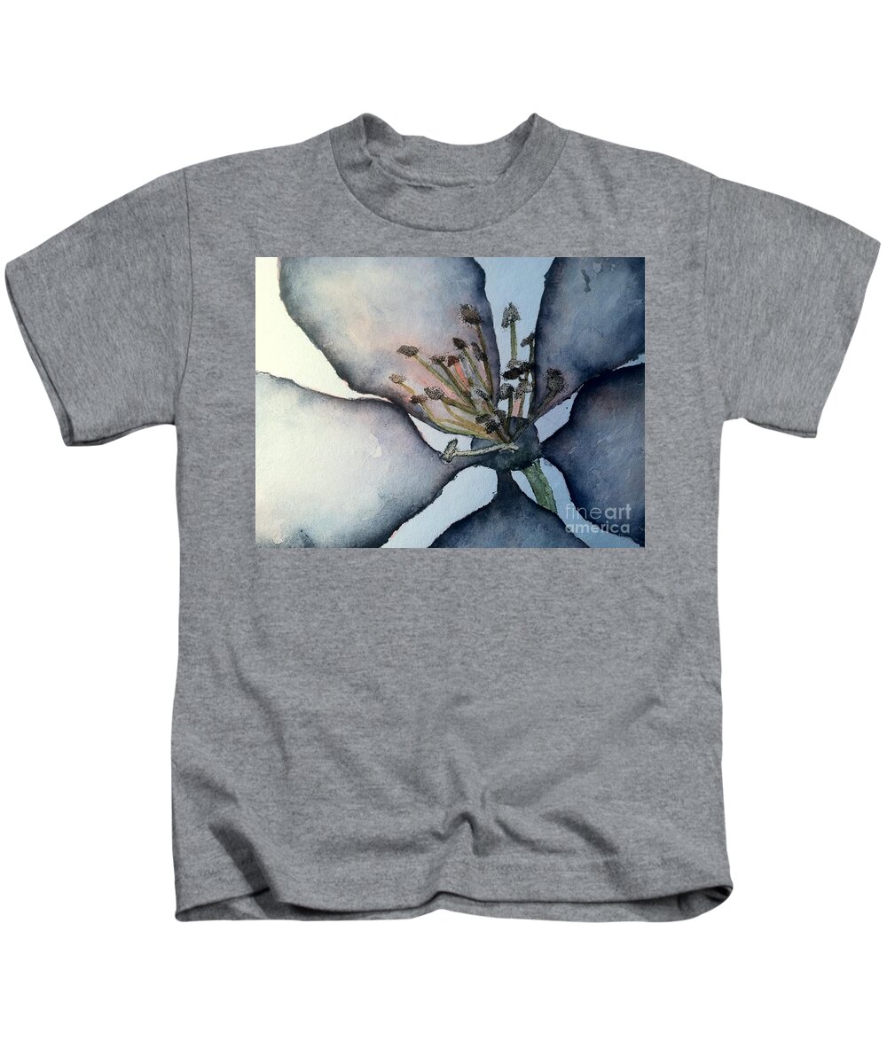 Owl Kids T-Shirt featuring the painting Indigo by Sherry Harradence