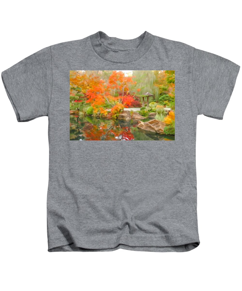 Autumn Kids T-Shirt featuring the photograph Japanese Garden Impression 1 by Tom and Pat Cory