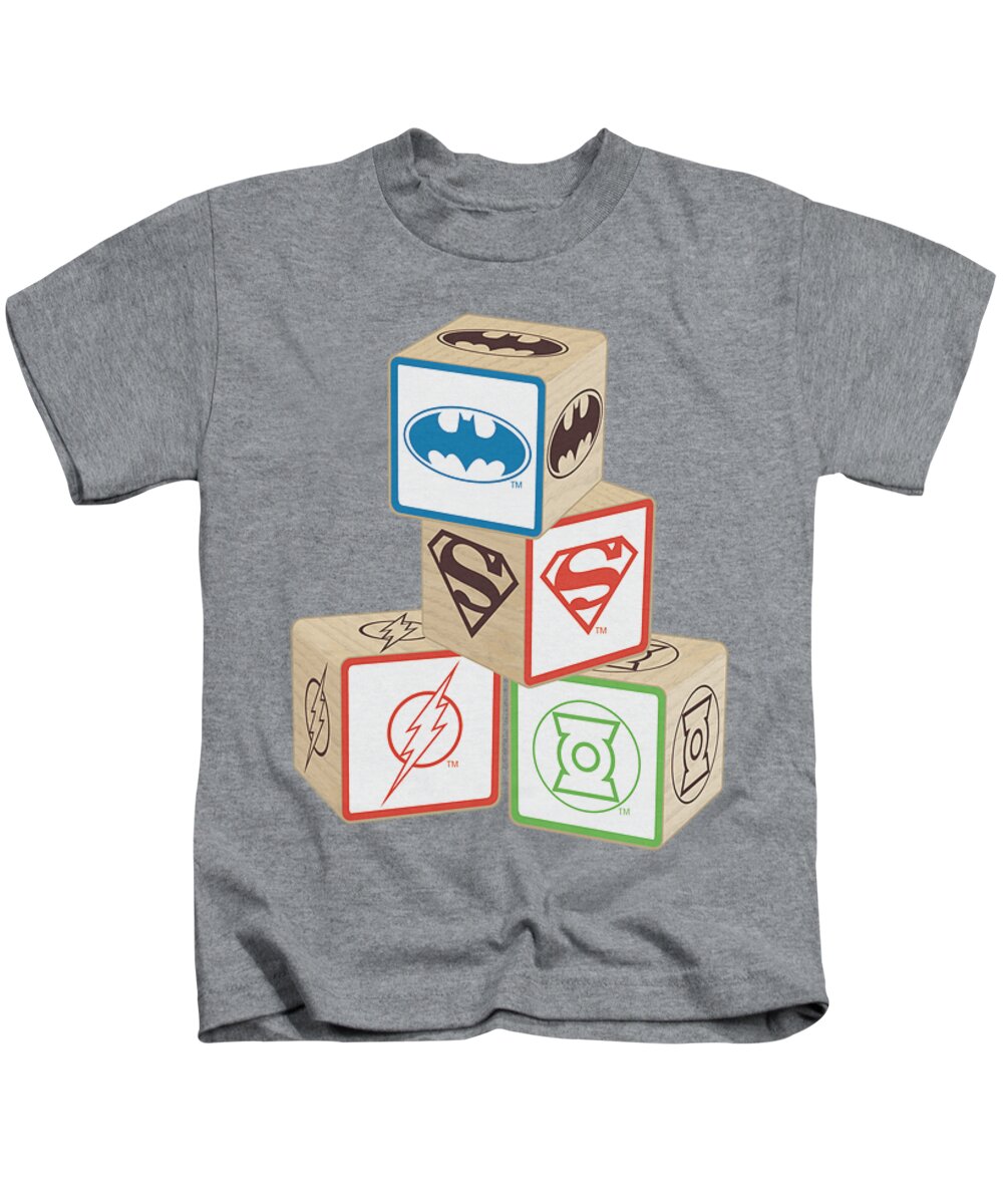 Justice League Of America Kids T-Shirt featuring the digital art Jla - Baby Block by Brand A