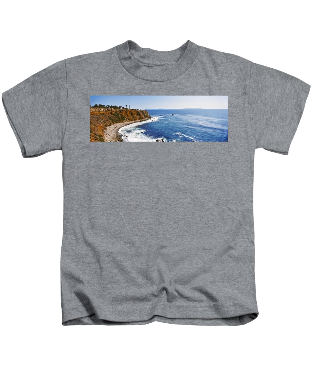 Photography Kids T-Shirt featuring the photograph Lighthouse At A Coast, Point Vicente by Panoramic Images