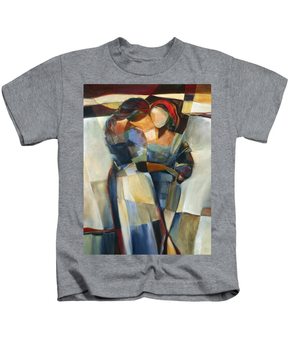 Jen Norton Kids T-Shirt featuring the painting Lines Crossed by Jen Norton