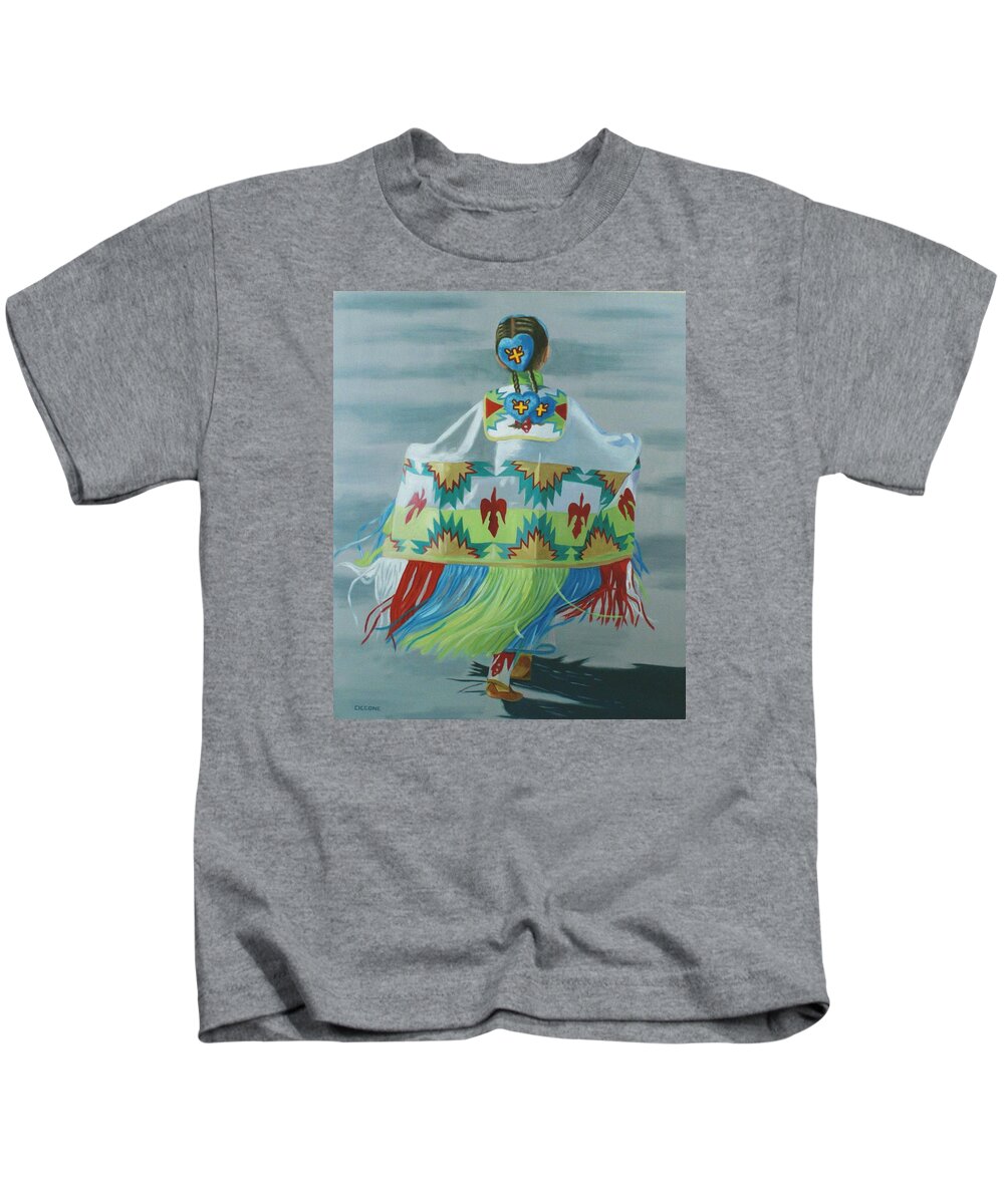 Native American Kids T-Shirt featuring the painting Little Princess by Jill Ciccone Pike