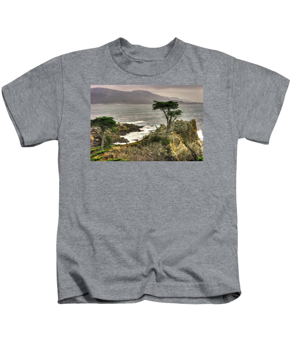 California Kids T-Shirt featuring the photograph Lone Cypress Across Monterey Peninsula-1 Central California Coast Spring Mid-Afternoon by Michael Mazaika