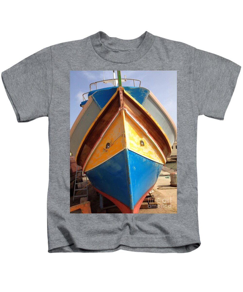 Boat Kids T-Shirt featuring the photograph Luzzu fishing boat by Noa Yerushalmi