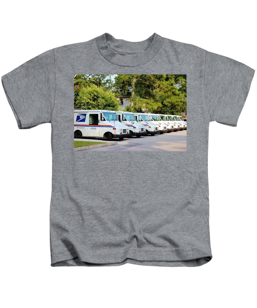 United States Kids T-Shirt featuring the photograph Mail Trucks by Cynthia Guinn