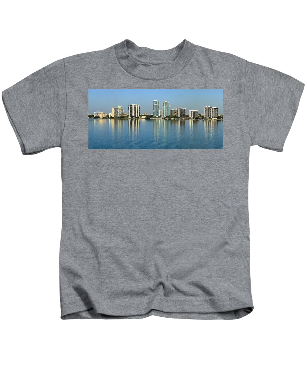 Architecture Kids T-Shirt featuring the photograph Miami Brickell Skyline by Raul Rodriguez