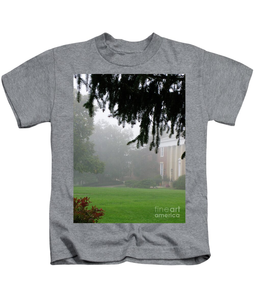 College Kids T-Shirt featuring the photograph Misty Morning by Ann Horn