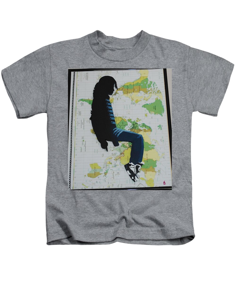 Mixed Media Kids T-Shirt featuring the painting MJ They Dont Care by Karen Buford