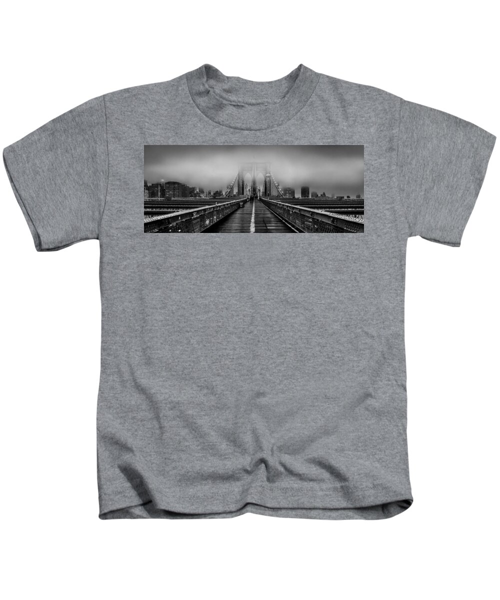 Brooklyn Bridge Kids T-Shirt featuring the photograph November Rain by Az Jackson