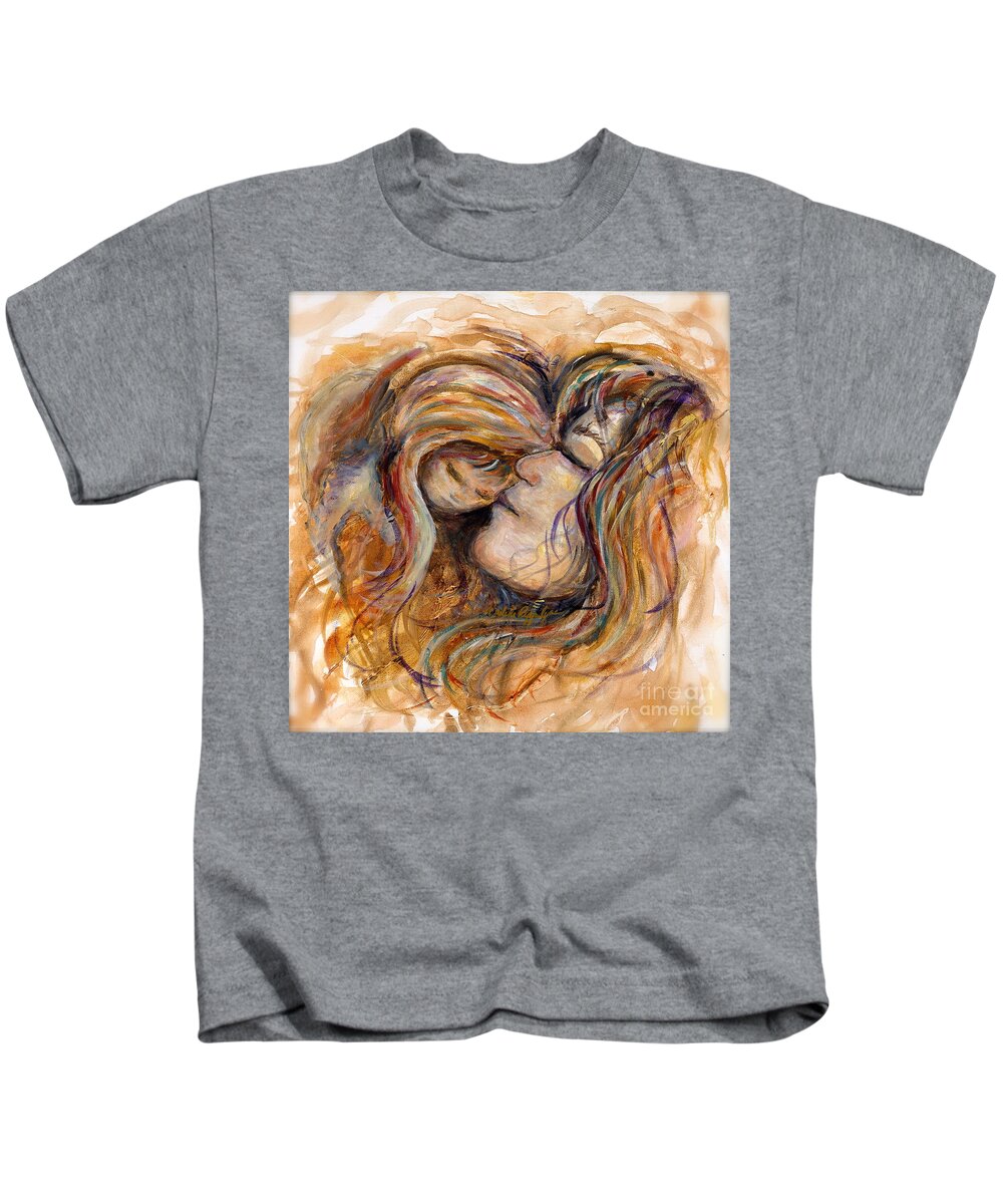 Mother And Child Kids T-Shirt featuring the painting Mother and Child by Nadine Rippelmeyer