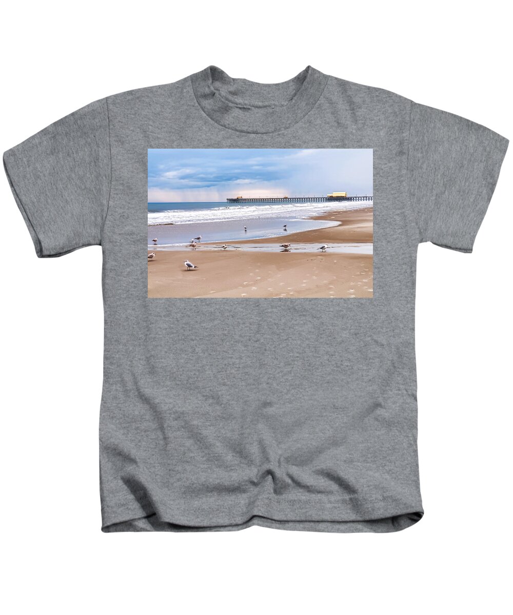 Rain Kids T-Shirt featuring the photograph Myrtle Beach - Rainy Day by Scott Hansen