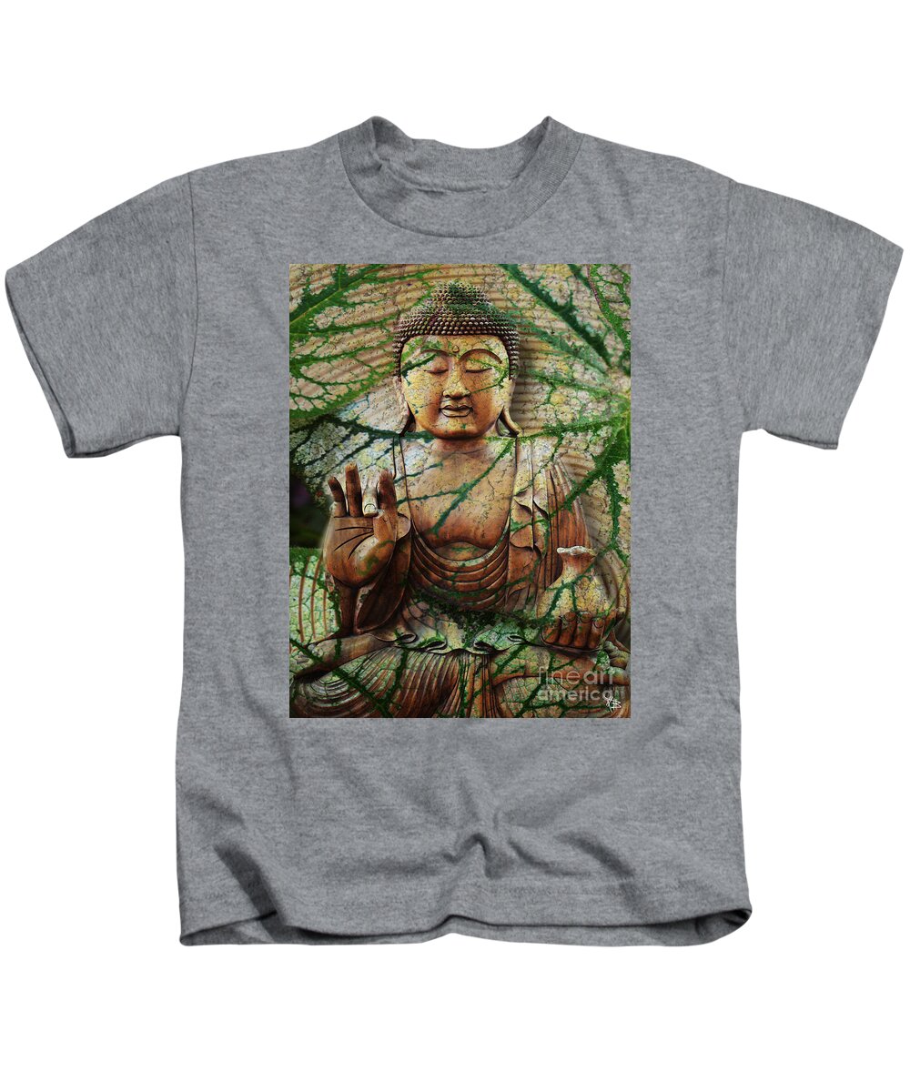 Buddha Kids T-Shirt featuring the mixed media Natural Nirvana by Christopher Beikmann