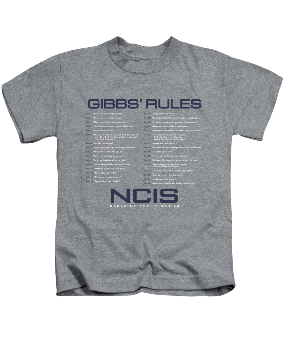  Kids T-Shirt featuring the digital art Ncis - Gibbs Rules by Brand A