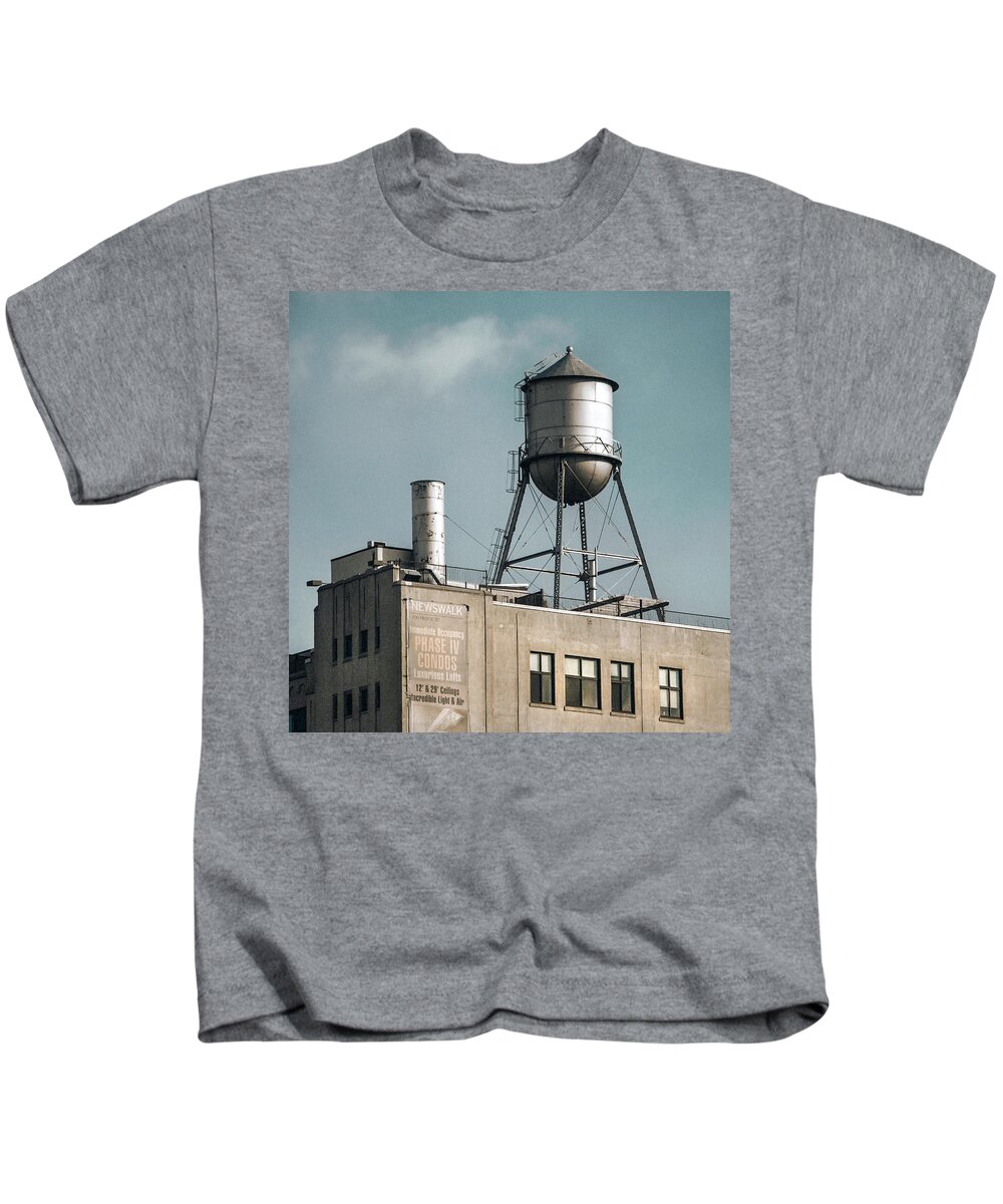 Water Towers Kids T-Shirt featuring the photograph New York water towers 10 by Gary Heller