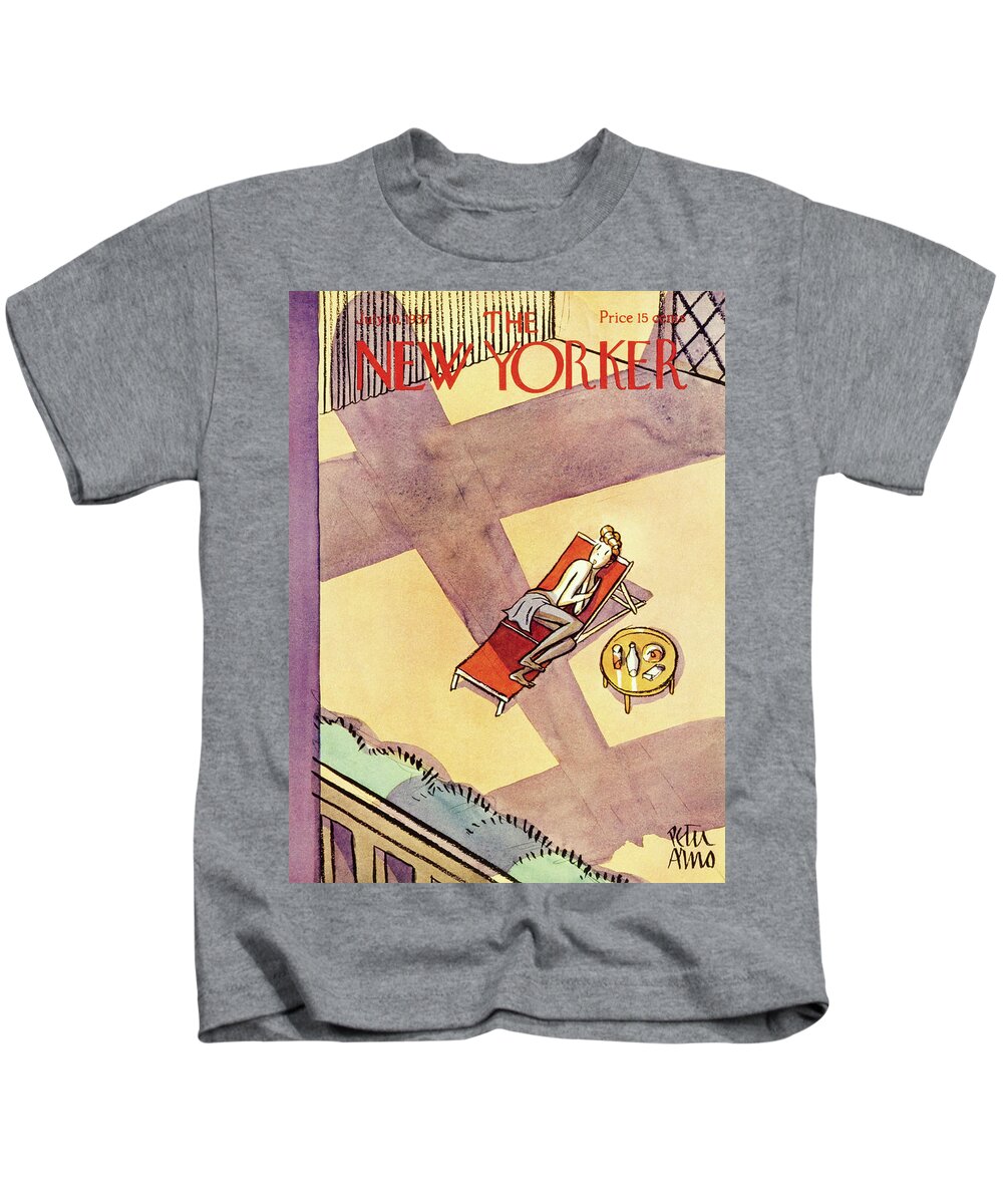 Rooftop Kids T-Shirt featuring the painting New Yorker July 10 1937 by Peter Arno