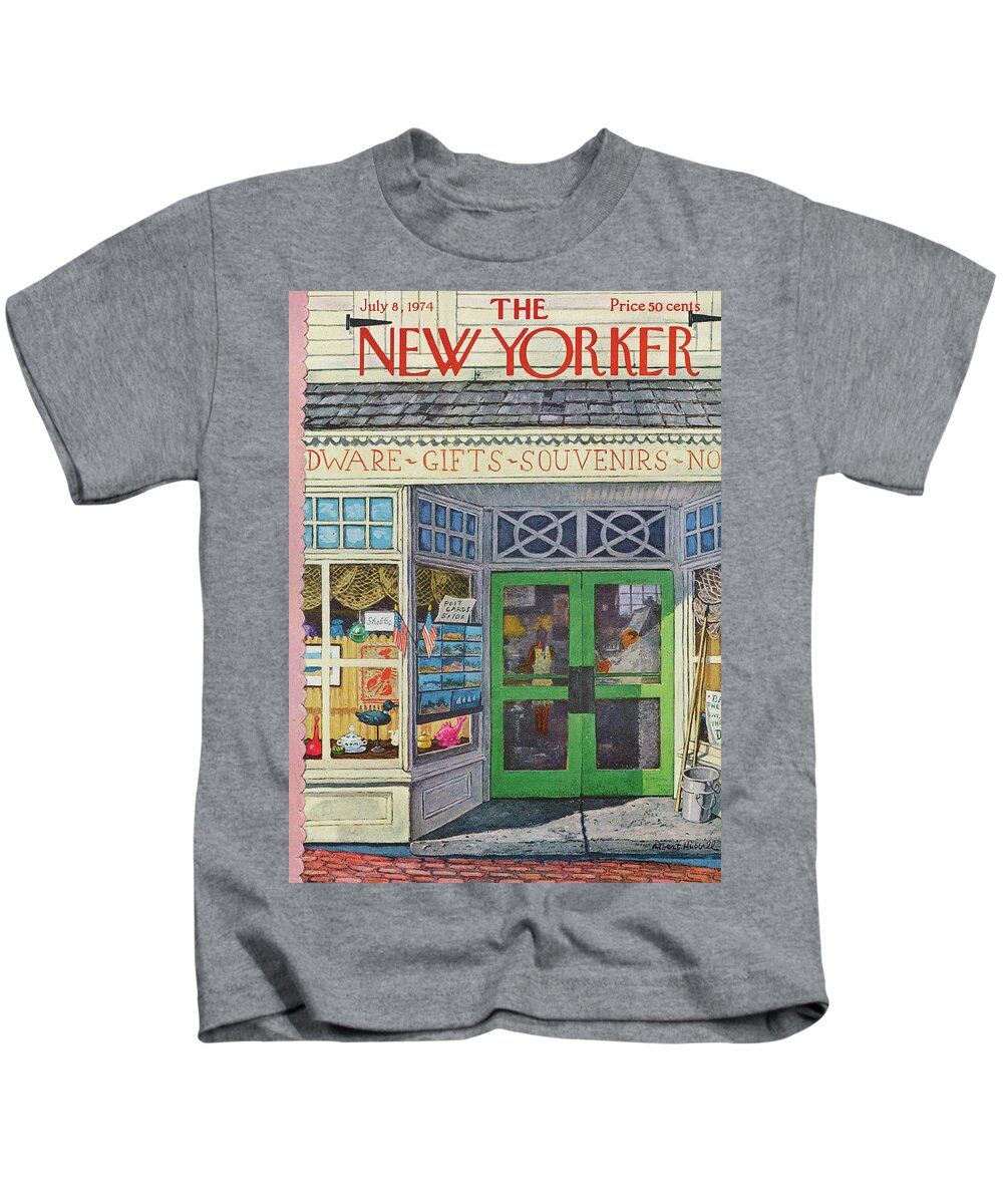 Hardware Kids T-Shirt featuring the painting New Yorker July 8th, 1974 by Albert Hubbell