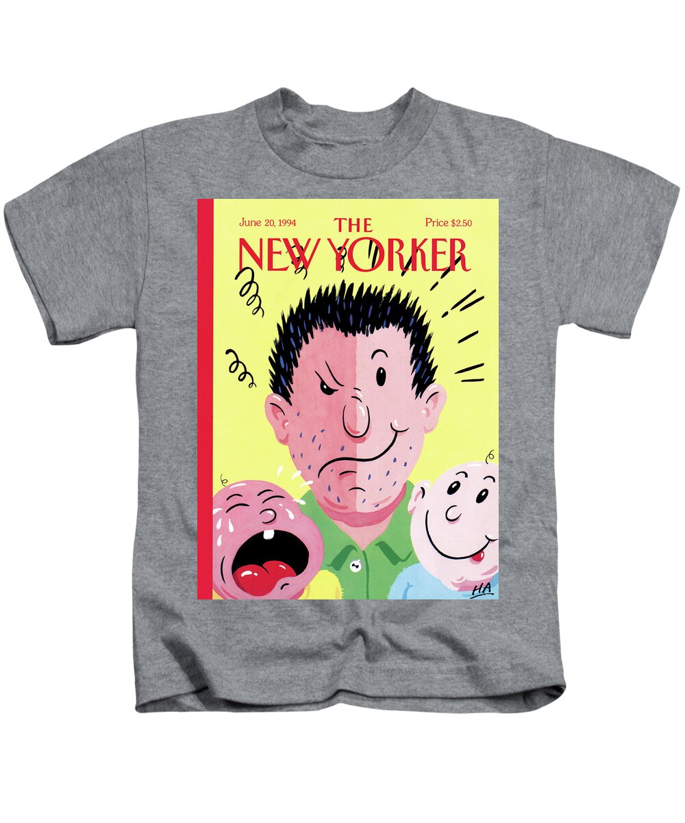 Family Kids T-Shirt featuring the painting New Yorker June 20th, 1994 by Bob Zoell